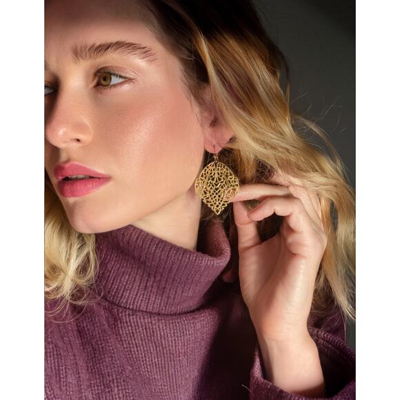 None Jewelry - Vintage Filigree Gold Earrings Lovely Statement ~ Holiday Glam ~ Lovely Gift